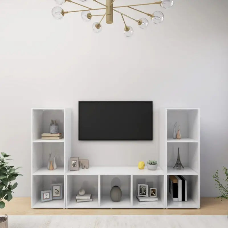 Klassieke TV-meubel van bewerkt hout voor een stijlvolle woonkamer - Wit / 3 - Tv-meubels