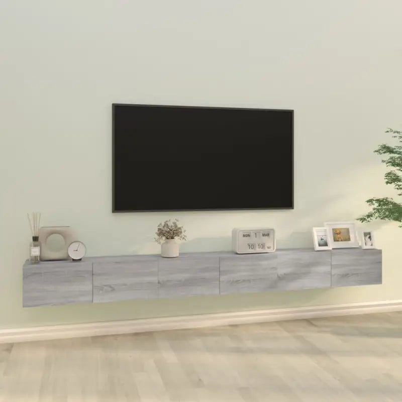 Klassieke TV-meubels in bewerkt hout met trendy en praktische design - Grijs sonoma / 3 / 100 cm - Tv-meubels