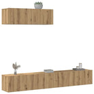 Klassieke TV-meubels in bewerkt hout met trendy en praktische design - artisanaal eikenkleurig / 3 / 100 cm - Tv-meubels