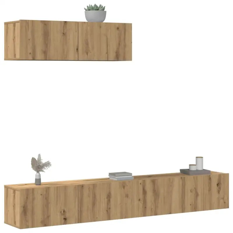 Klassieke TV-meubels in bewerkt hout met trendy en praktische design - artisanaal eikenkleurig / 3 / 100 cm - Tv-meubels