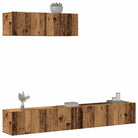 Klassieke TV-meubels in bewerkt hout met trendy en praktische design - Oud hout / 3 / 100 cm - Tv-meubels