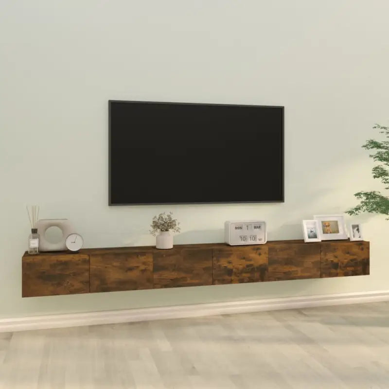 Klassieke TV-meubels in bewerkt hout met trendy en praktische design - Gerookt eiken / 3 / 100 cm - Tv-meubels