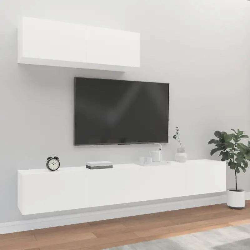 Klassieke TV-meubels in bewerkt hout met trendy en praktische design - Wit / 3 / 100 cm - Tv-meubels