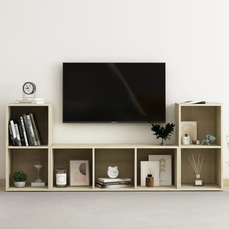 Klassieke Tv-meubels in bewerkt hout voor een trendy en praktische uitstraling - Sonoma eiken / 1 - Tv-meubels