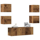 Klassieke tv-meubels in grijs sonoma met bewerkt hout ontwerp - Oud hout / 5 / 100 cm - Tv-meubels