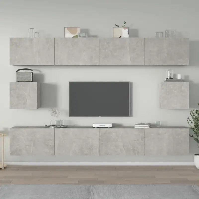 Klassieke Tv-meubels met bewerkt hout en hoogwaardig design - Betongrijs / 6 / 100 cm - Tv-meubels