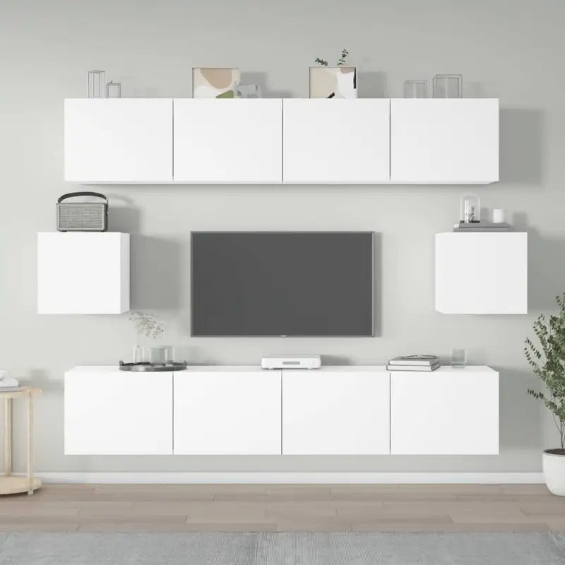 Klassieke Tv-meubels met bewerkt hout en hoogwaardig design - Wit / 6 / 80 cm - Tv-meubels