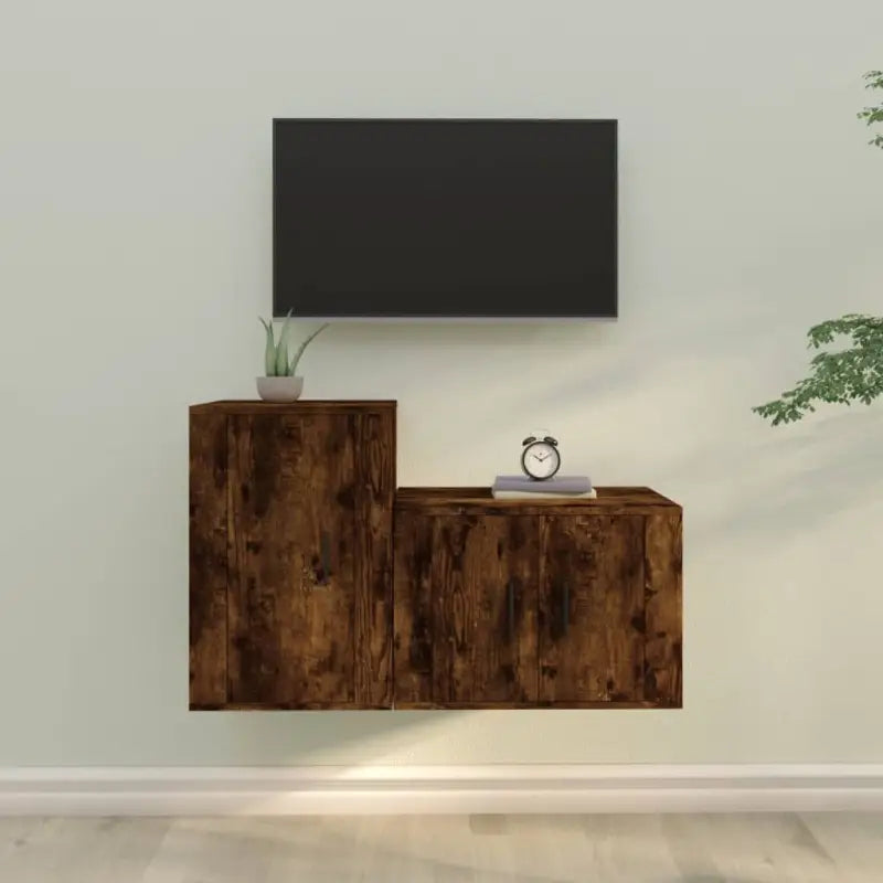 Klassieke TV-meubels met bewerkt hout voor een stijlvolle kamer uitstraling - Gerookt eiken / 2 - Tv-meubels