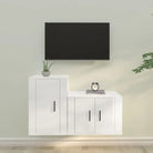 Klassieke TV-meubels met bewerkt hout voor een stijlvolle kamer uitstraling - Hoogglans wit / 2 - Tv-meubels