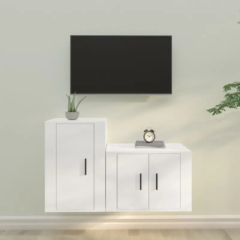 Klassieke TV-meubels met bewerkt hout voor een stijlvolle kamer uitstraling - Wit / 2 - Tv-meubels