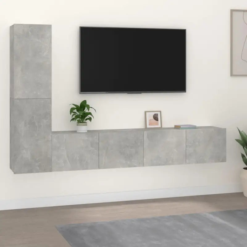 Klassieke Tv-meubels met bewerkt hout voor een stijlvolle kamer - Betongrijs / 4 / 80 cm - Tv-meubels