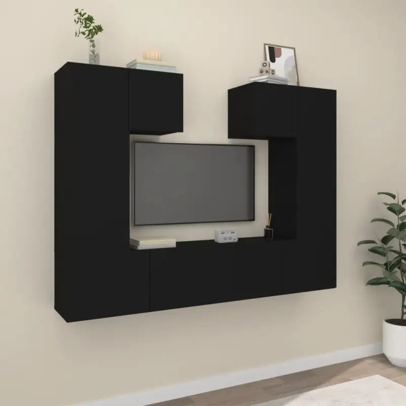 Klassieke Tv-meubels met bewerkt hout voor een stijlvolle kamer uitstraling - Zwart / 6 / 80 cm - Tv-meubels