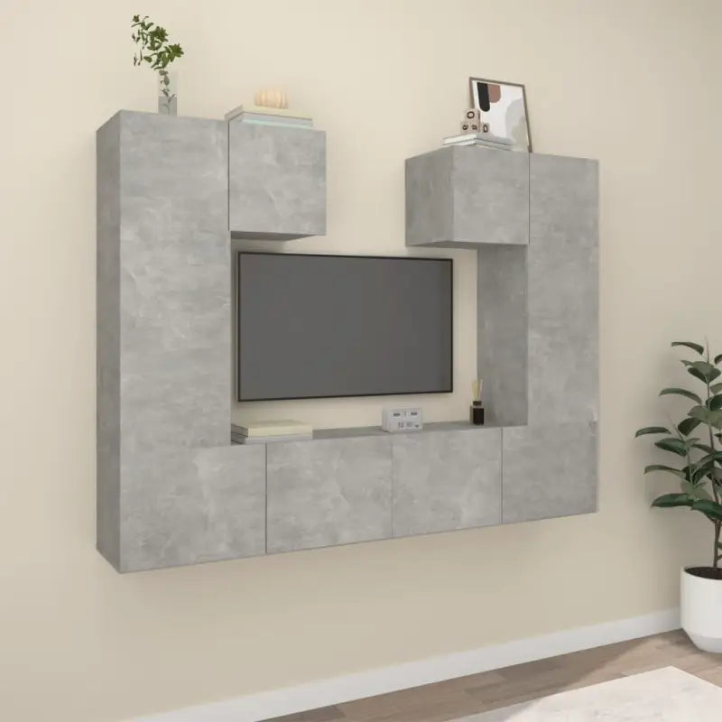 Klassieke Tv-meubels met bewerkt hout voor een stijlvolle kamer uitstraling - Betongrijs / 6 / 80 cm - Tv-meubels