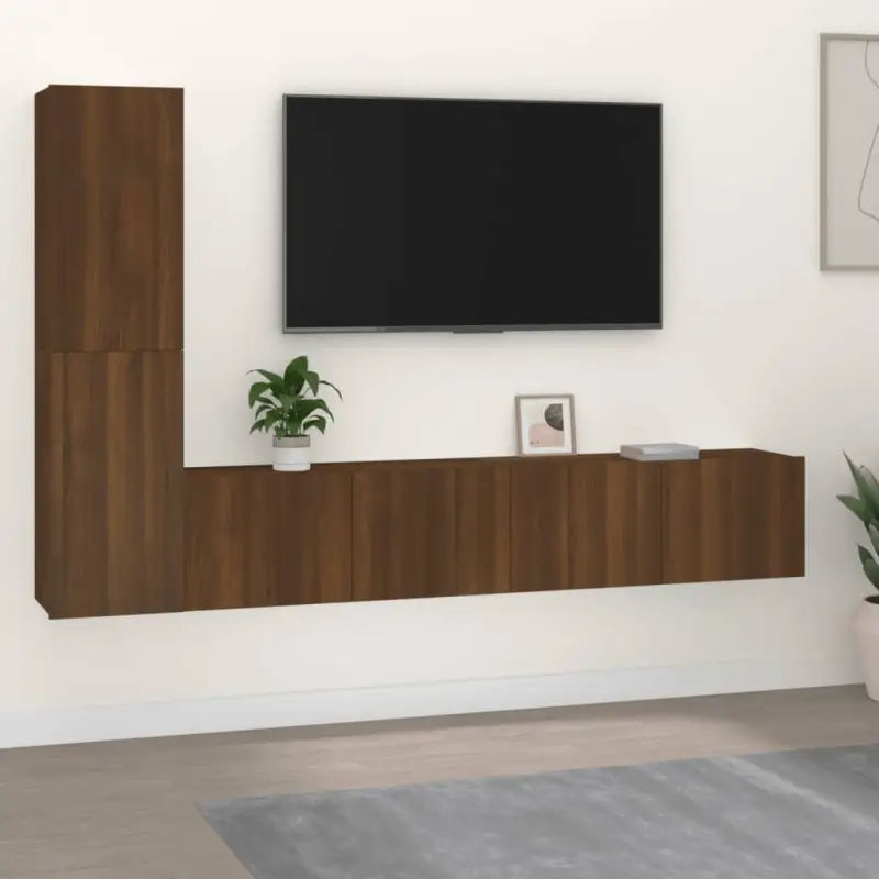Klassieke Tv-meubels met bewerkt hout voor een stijlvolle kamer - bruin eikenkleur / 4 / 80 cm - Tv-meubels