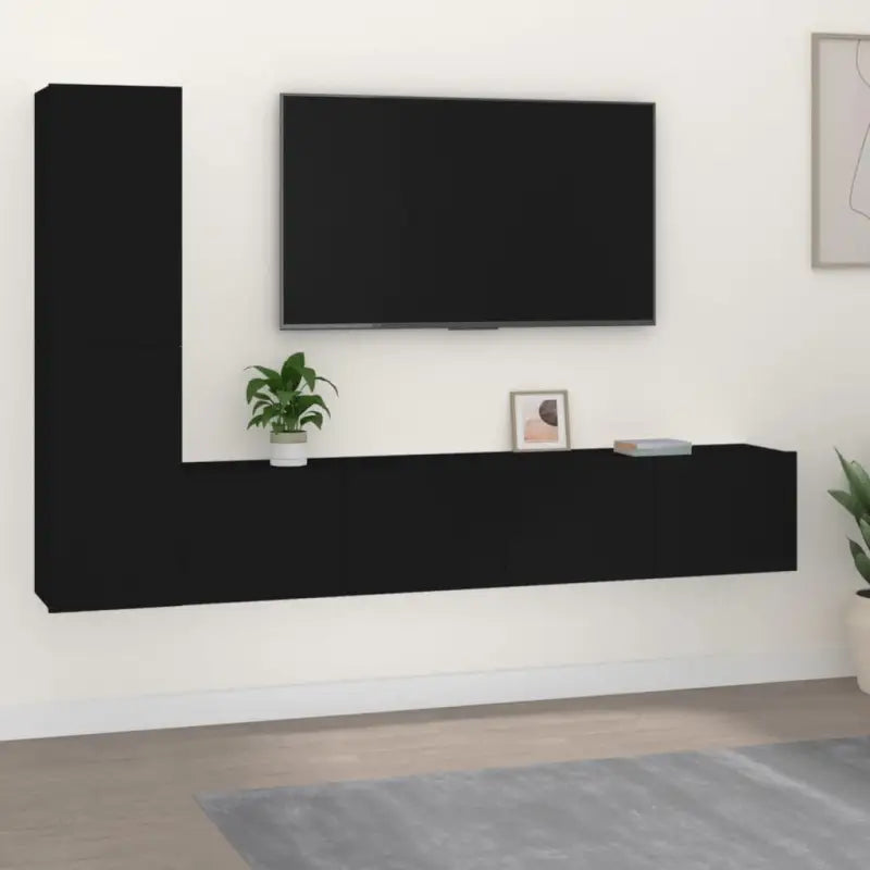 Klassieke Tv-meubels met bewerkt hout voor een stijlvolle kamer - Zwart / 4 / 80 cm - Tv-meubels