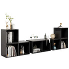 Klassieke Tv-meubels met hoogglans grijs en bewerkt hout design - Tv-meubels