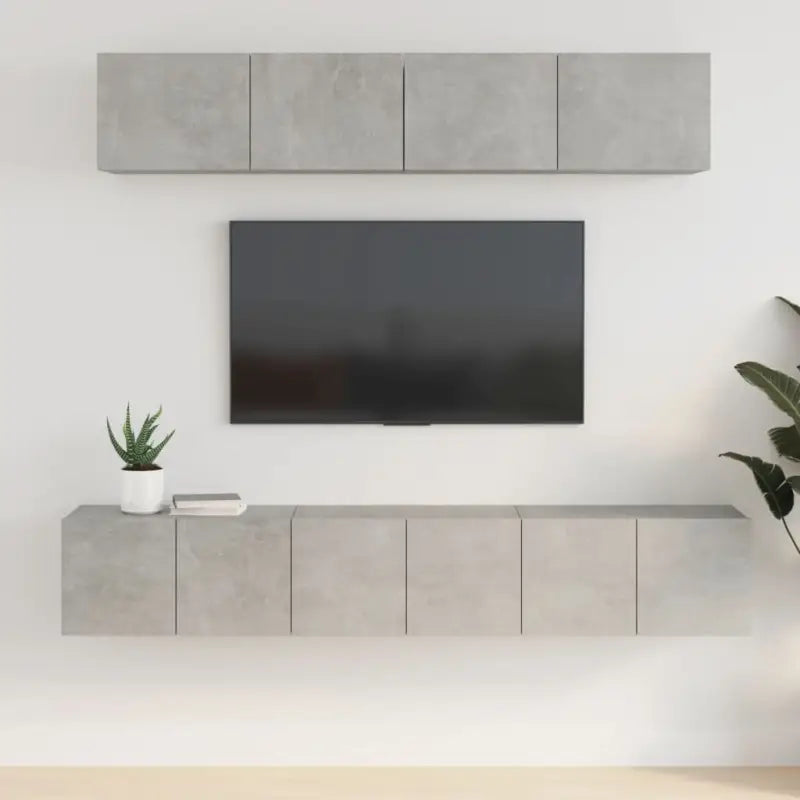 Klassieke tv-meubels van bewerkt hout in Grijs Sonoma stijl - Betongrijs / 5 / 80 cm - Tv-meubels