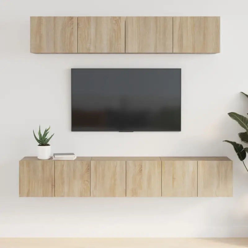 Klassieke tv-meubels van bewerkt hout in Grijs Sonoma stijl - Sonoma eiken / 5 / 80 cm - Tv-meubels