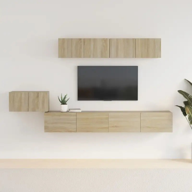 Klassieke tv-meubels van bewerkt hout in Grijs Sonoma stijl - Sonoma eiken / 5 / 100 cm - Tv-meubels