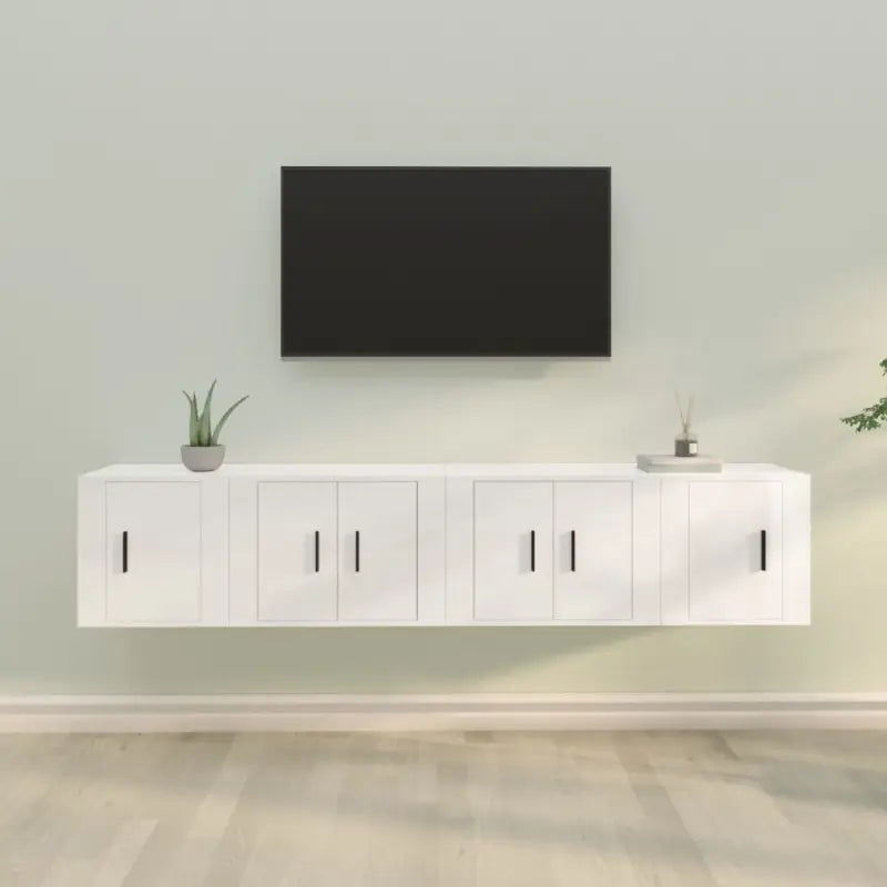 Klassieke TV-meubels van bewerkt hout in hoogglans wit - Hoogglans wit / 4 - Tv-meubels