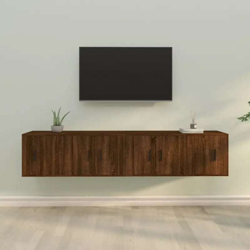 Klassieke TV-meubels van bewerkt hout in hoogglans wit - bruin eikenkleur / 4 - Tv-meubels