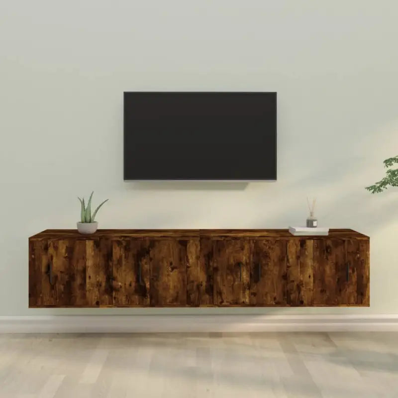 Klassieke TV-meubels van bewerkt hout in hoogglans wit - Gerookt eiken / 4 - Tv-meubels