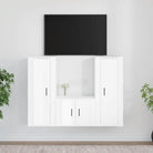 Klassieke Tv-meubels van bewerkt hout met een trendy en stabiel ontwerp - Hoogglans wit / 3 - Tv-meubels