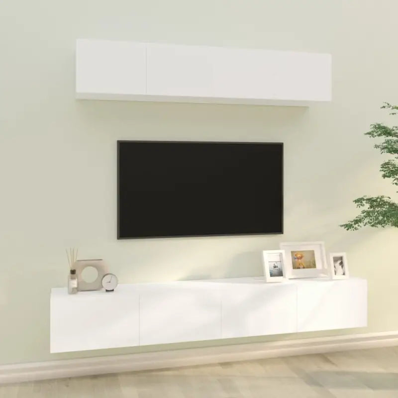 Klassieke Tv-meubels van bewerkt hout met stabiel en stijlvol ontwerp - Wit / 4 / 100 cm - Tv-meubels