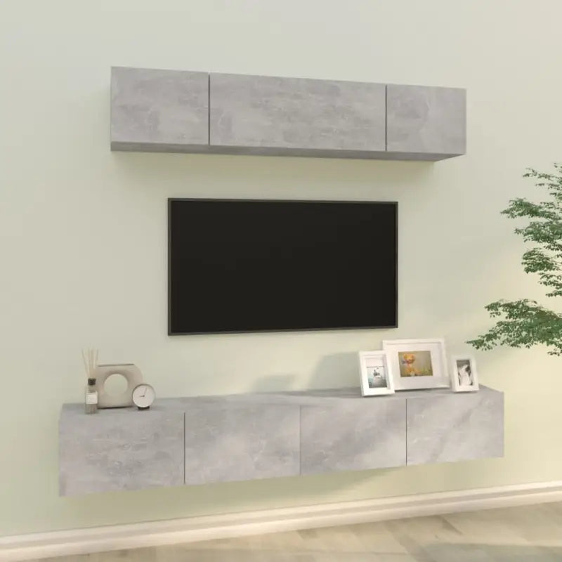 Klassieke Tv-meubels van bewerkt hout met stabiel en stijlvol ontwerp - Betongrijs / 4 / 80 cm - Tv-meubels