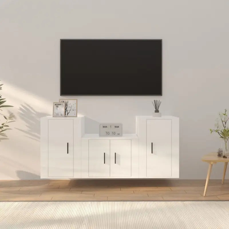 Klassieke Tv-Meubels van bewerkt hout met stijl en duurzaamheid - Hoogglans wit / 3 - Tv-meubels