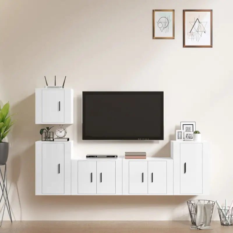 Klassieke Tv-meubels van bewerkt hout met stijl en duurzaamheid - Hoogglans wit / 5 - Tv-meubels