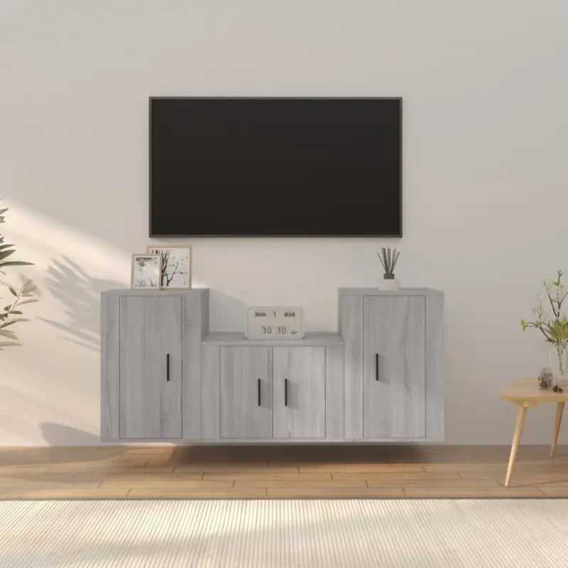 Klassieke Tv-Meubels van bewerkt hout met stijl en duurzaamheid - Grijs sonoma / 3 - Tv-meubels
