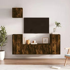 Klassieke Tv-meubels van bewerkt hout met strak design - Gerookt eiken / 5 - Tv-meubels