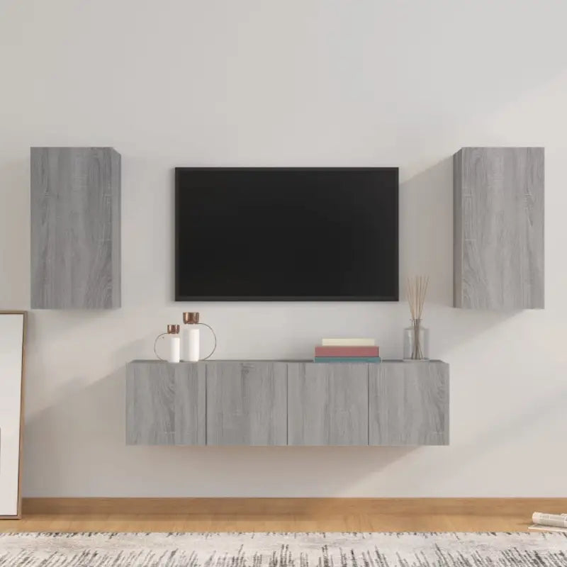 Klassieke tv-meubels van bewerkt hout met trendy en praktische ontwerp - Grijs sonoma / 4 / 60 cm - Tv-meubels