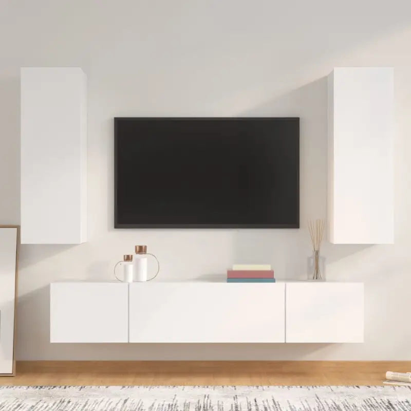 Klassieke tv-meubels van bewerkt hout met trendy en praktische ontwerp - Wit / 4 / 80 cm - Tv-meubels
