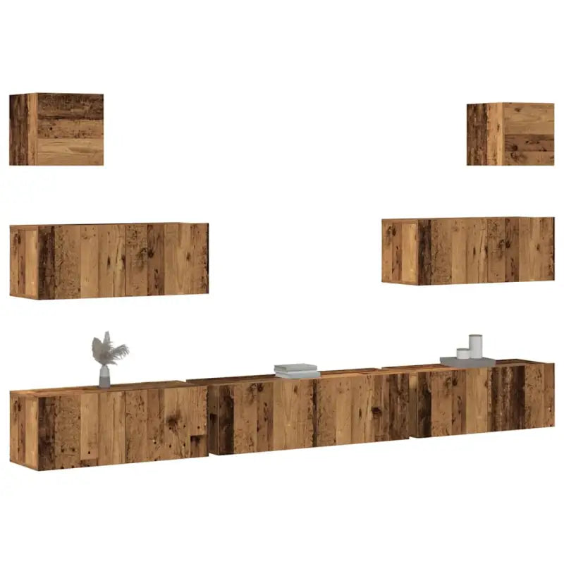 Klassieke Tv-meubels van bewerkt hout met trendy en praktische design - Oud hout / 7 - Tv-meubels