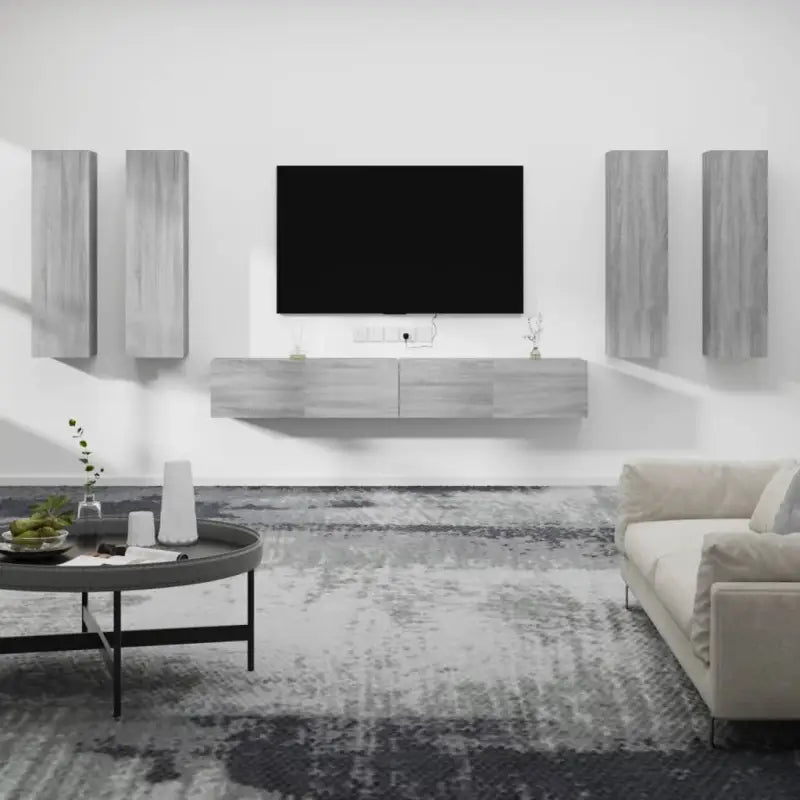 Klassieke TV-meubels van bewerkt hout met trendy en praktische design - Grijs sonoma / 6 / 110 cm - Tv-meubels
