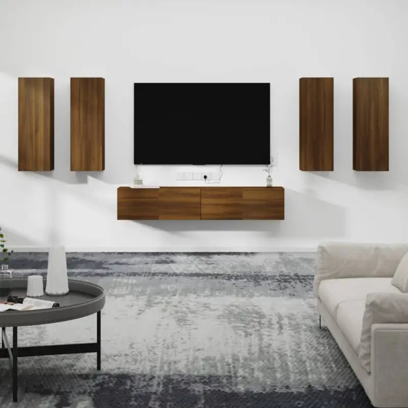Klassieke TV-meubels van bewerkt hout met trendy en praktische design - bruin eikenkleur / 6 / 90 cm - Tv-meubels