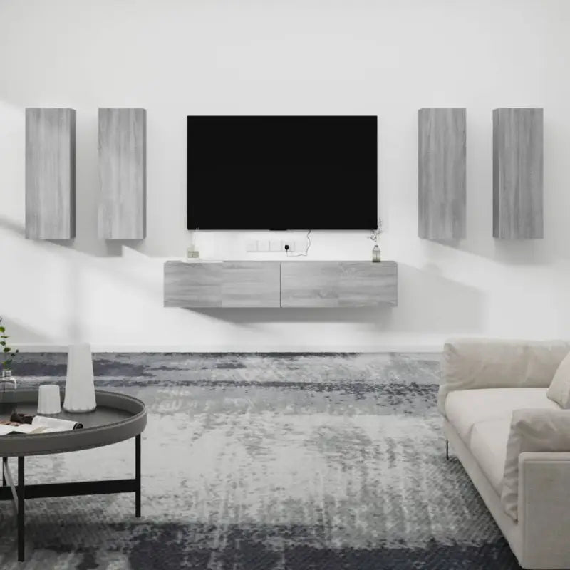 Klassieke TV-meubels van bewerkt hout met trendy en praktische design - Grijs sonoma / 6 / 90 cm - Tv-meubels