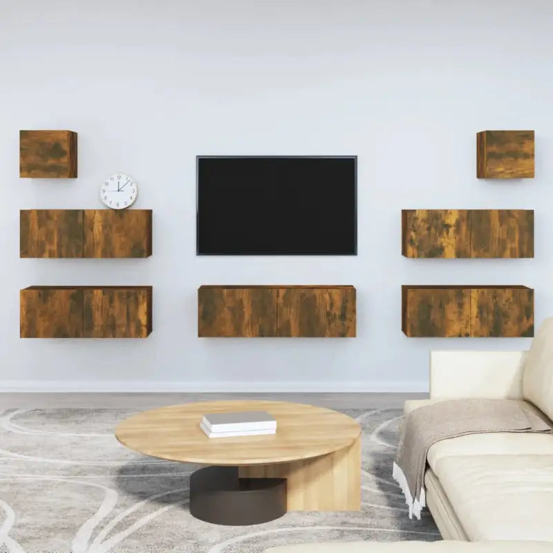Klassieke Tv-meubels van bewerkt hout met trendy en praktische design - Gerookt eiken / 7 - Tv-meubels
