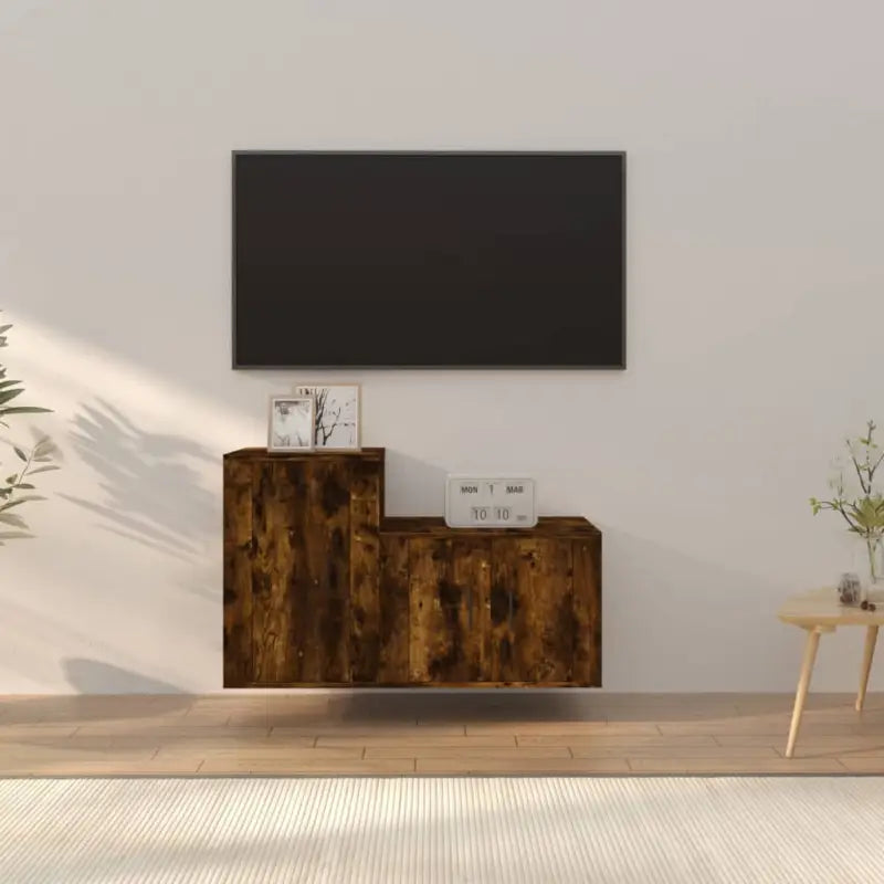 Klassieke Tv-meubels van bewerkt hout met trendy en praktische design - Gerookt eiken / 2 - Tv-meubels