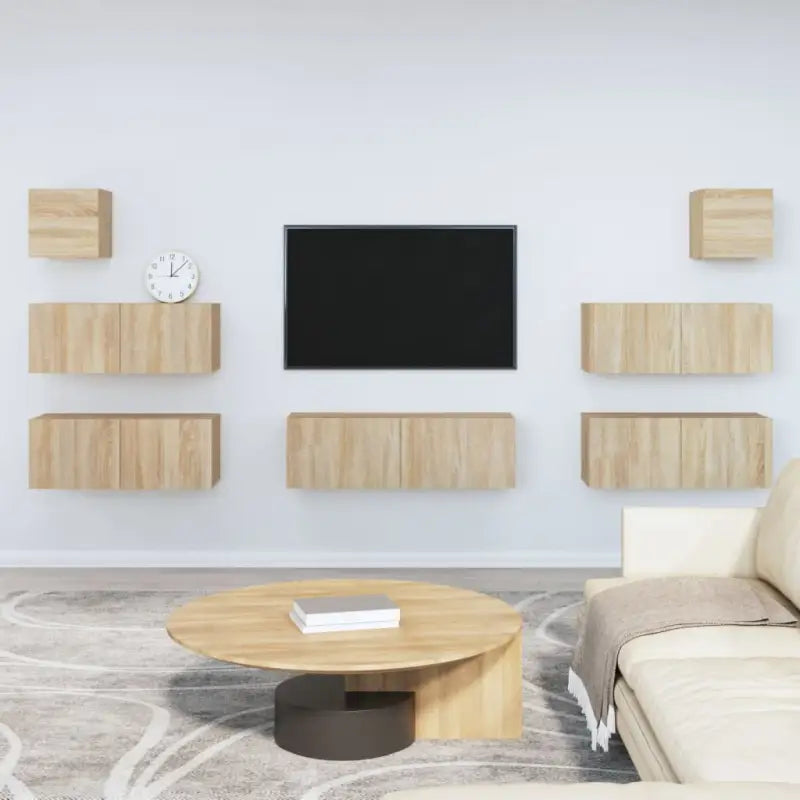 Klassieke Tv-meubels van bewerkt hout met trendy en praktische design - Sonoma eiken / 7 - Tv-meubels