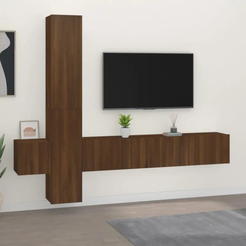 Klassieke tv-meubels van bewerkt hout voor een stijlvolle kamer centerpiece - bruin eikenkleur / 5 / 80 cm - Tv-meubels
