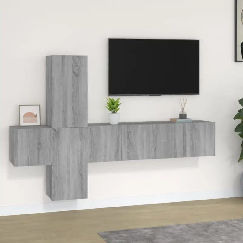 Klassieke tv-meubels van bewerkt hout voor een stijlvolle kamer centerpiece - Grijs sonoma / 5 / 60 cm - Tv-meubels