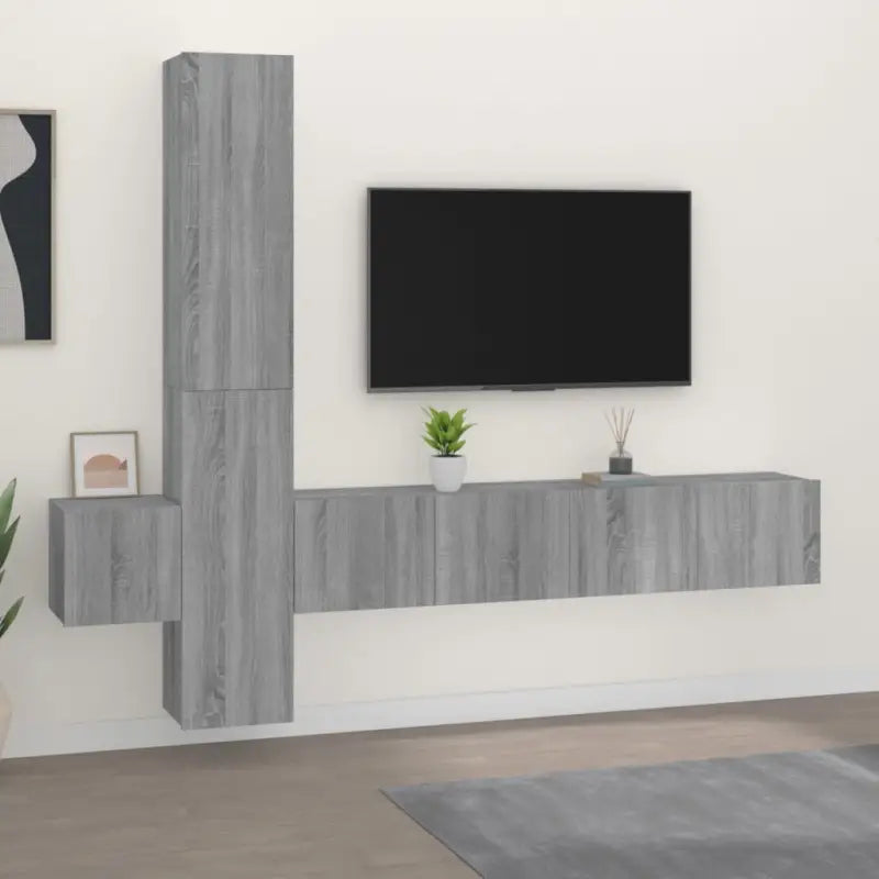 Klassieke tv-meubels van bewerkt hout voor een stijlvolle kamer centerpiece - Grijs sonoma / 5 / 80 cm - Tv-meubels