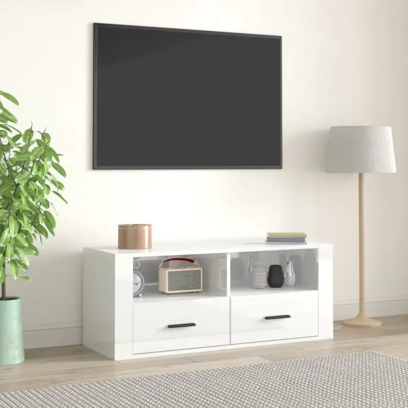 Klassieke tv-meubels van bewerkt hout voor een stijlvolle woonkamer - Hoogglans wit / 1 - Tv-meubels