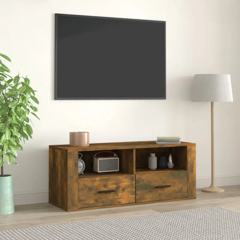 Klassieke tv-meubels van bewerkt hout voor een stijlvolle woonkamer - Gerookt eiken / 1 - Tv-meubels