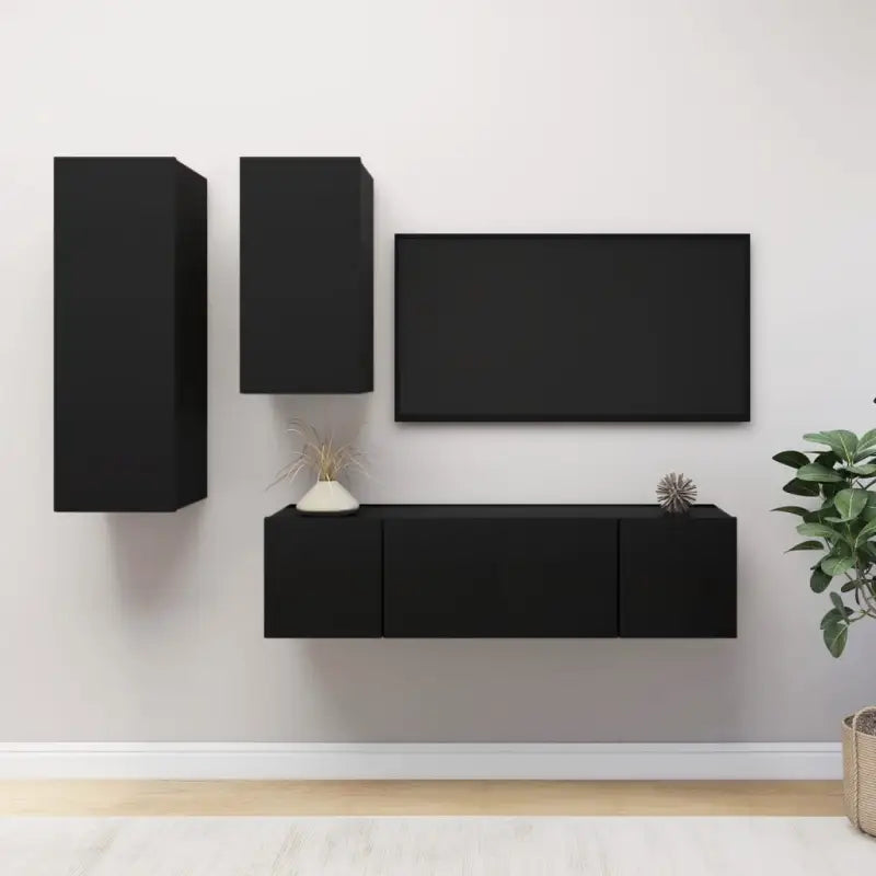 Klassieke TV-meubels van bewerkt hout voor een trendy en stabiel interieur - Zwart / 4 / 60 cm - Tv-meubels