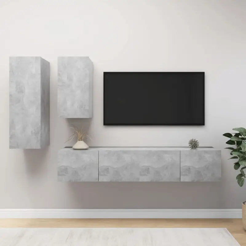 Klassieke TV-meubels van bewerkt hout voor een trendy en stabiel interieur - Betongrijs / 4 / 80 cm - Tv-meubels