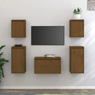 Klassieke TV-meubels van massief grenenhout met trendy design - Honingbruin / 5 - Tv-meubels